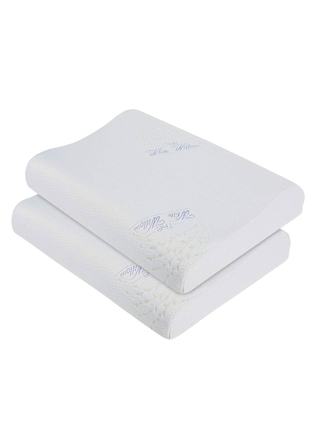 The White Willow Set Of 2 White Solid Cervical Contour Active Air Ventilated Memory Foam Bed Pillows-image-49