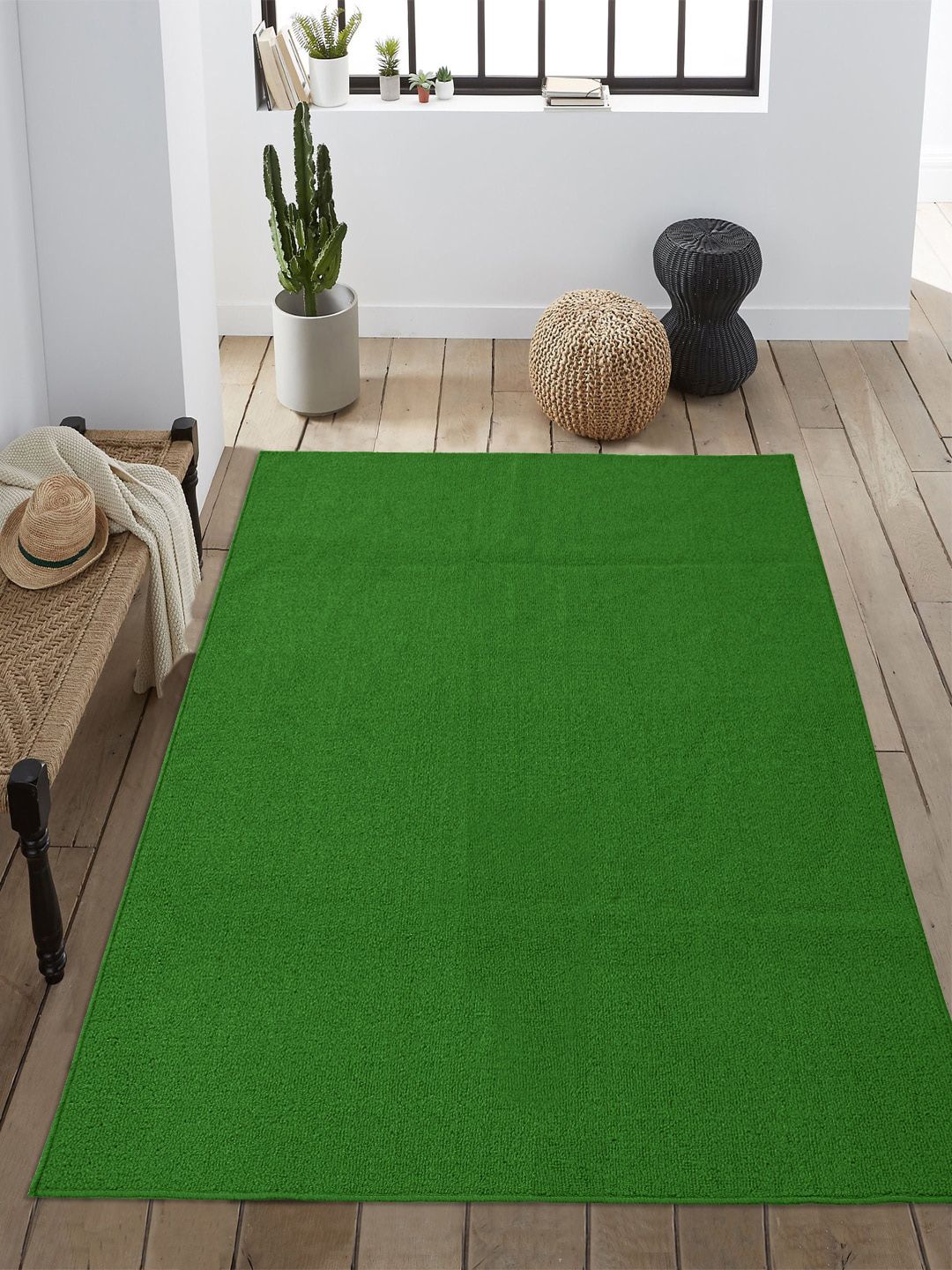 Saral Home Green Solid Anti-Skid Carpet-image-22
