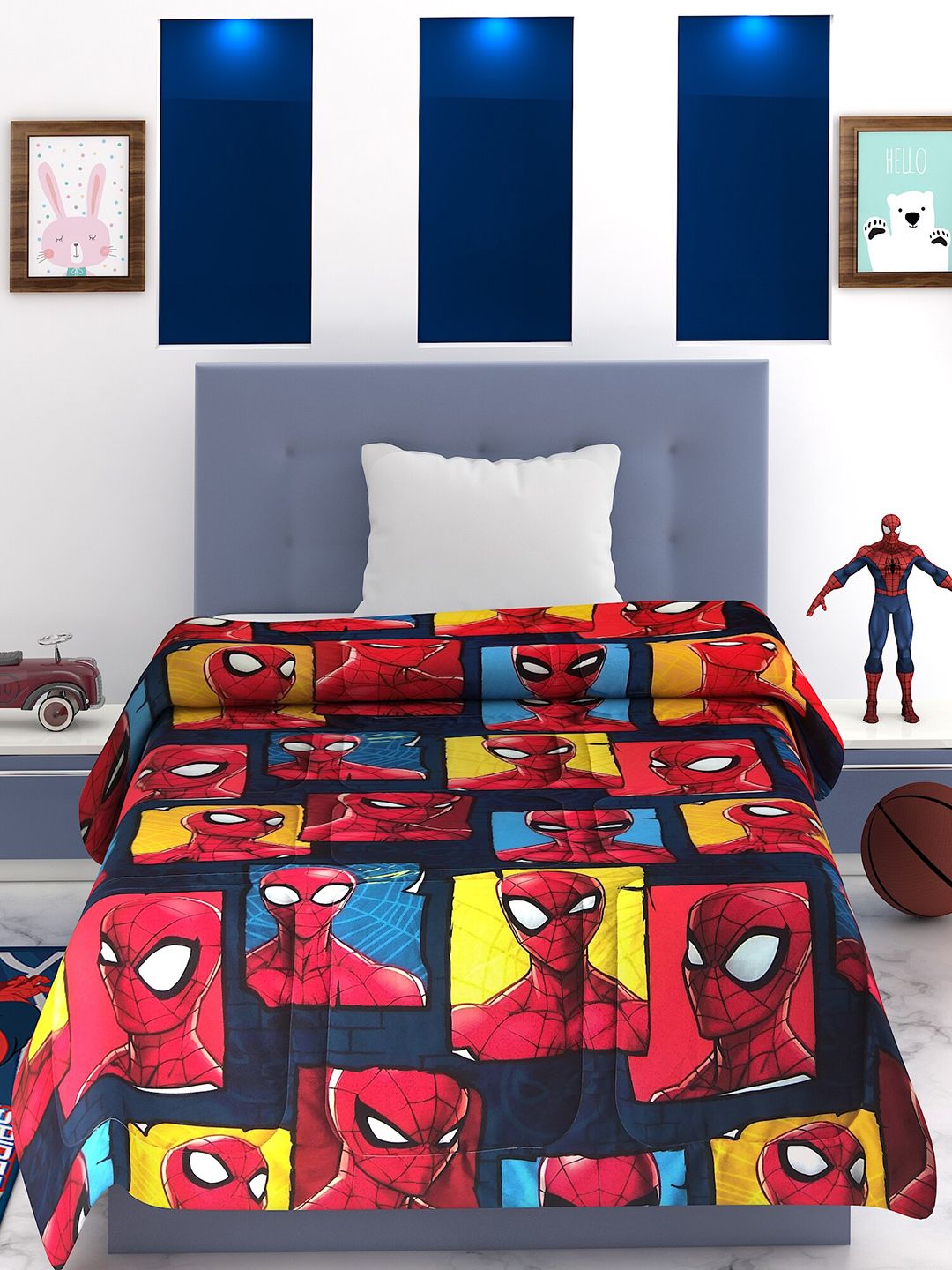 Marvel Unisex Kids Red & Yellow Marvel Spiderman 300 GSM Mild Winter Single Bed Comforter-image-18