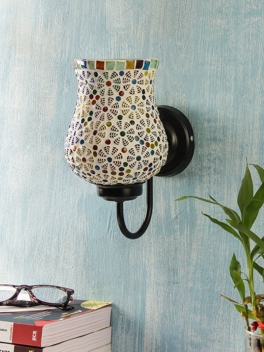 Devansh White & Black Textured Mosaic Wallchiere Lamp-image-49