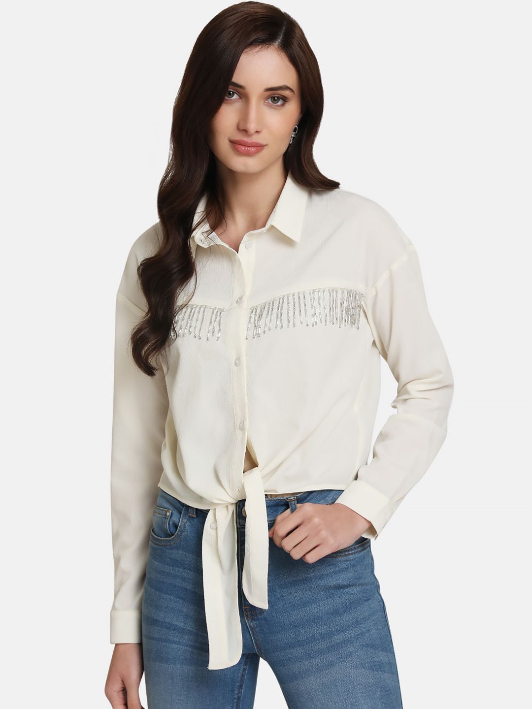 Kazo White Embellished Shirt