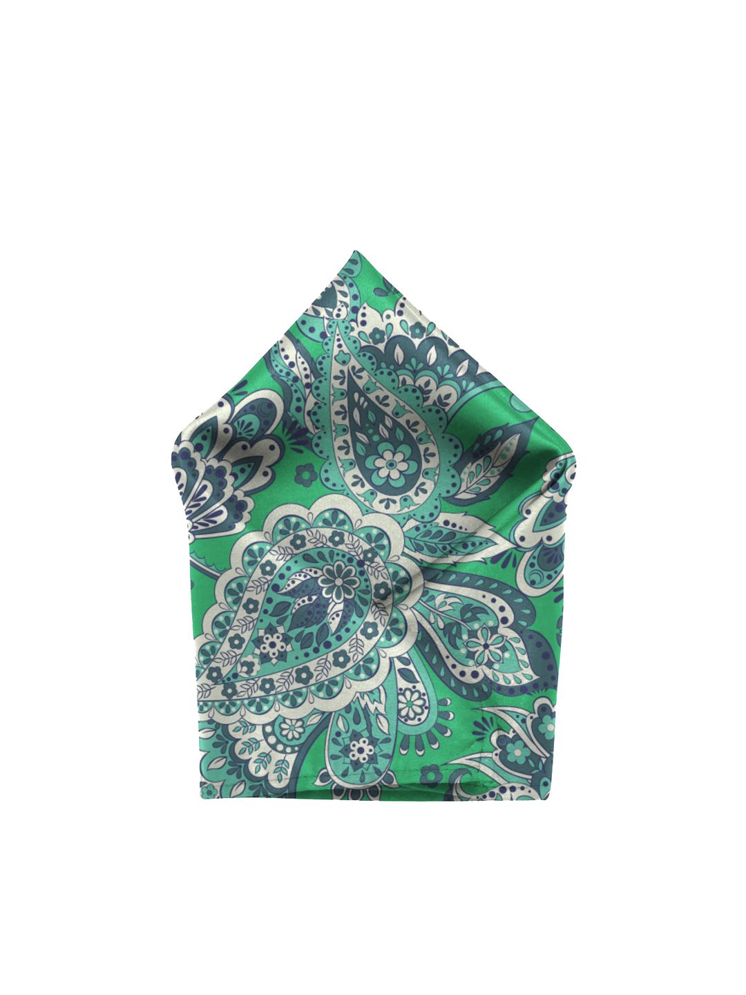 Blacksmith Men Green & Grey Paisley Printed Linen Pocket Square-picture-25