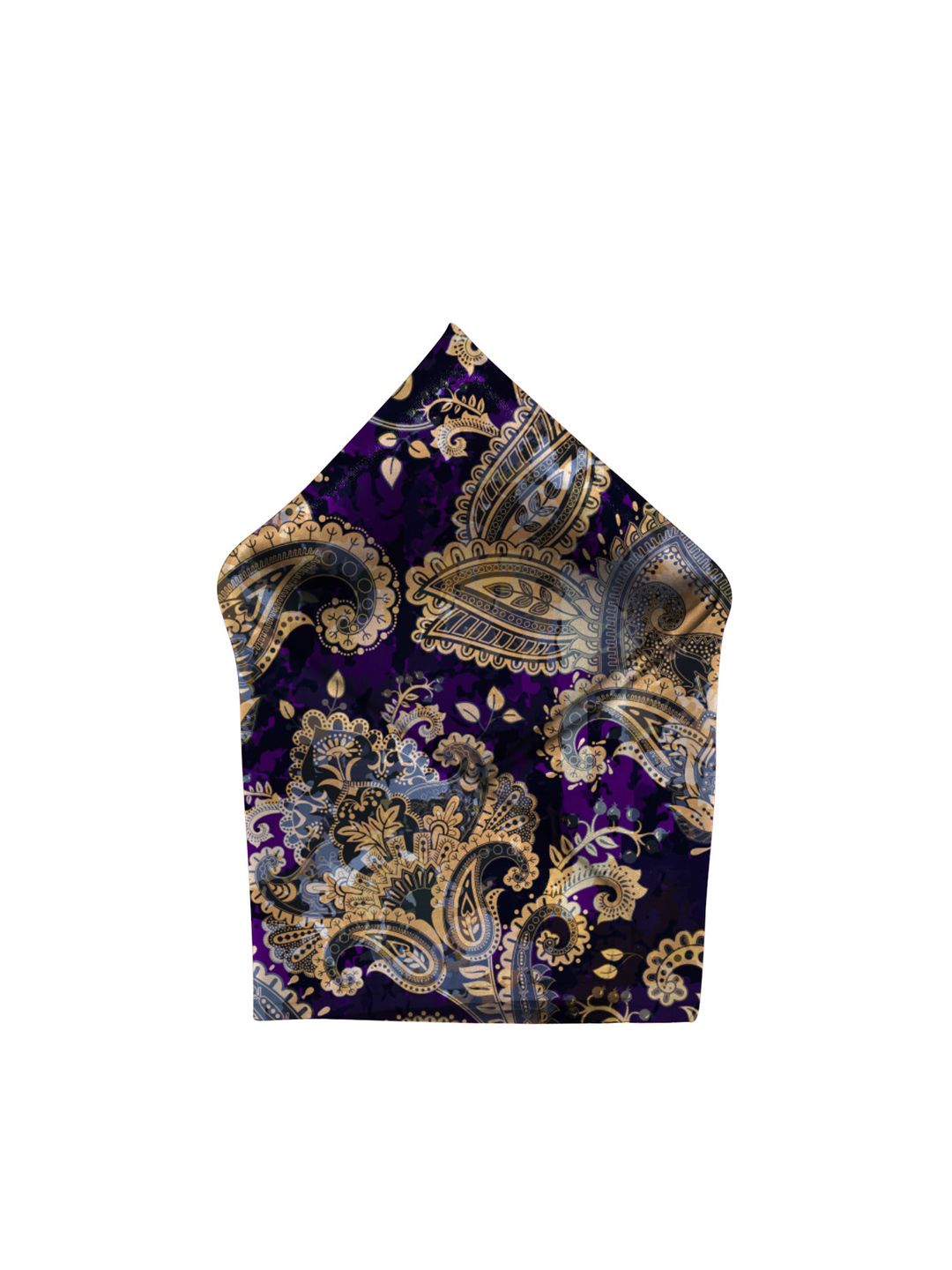 Blacksmith Men Purple & Brown Paisley Printed Pocket Square-picture-40