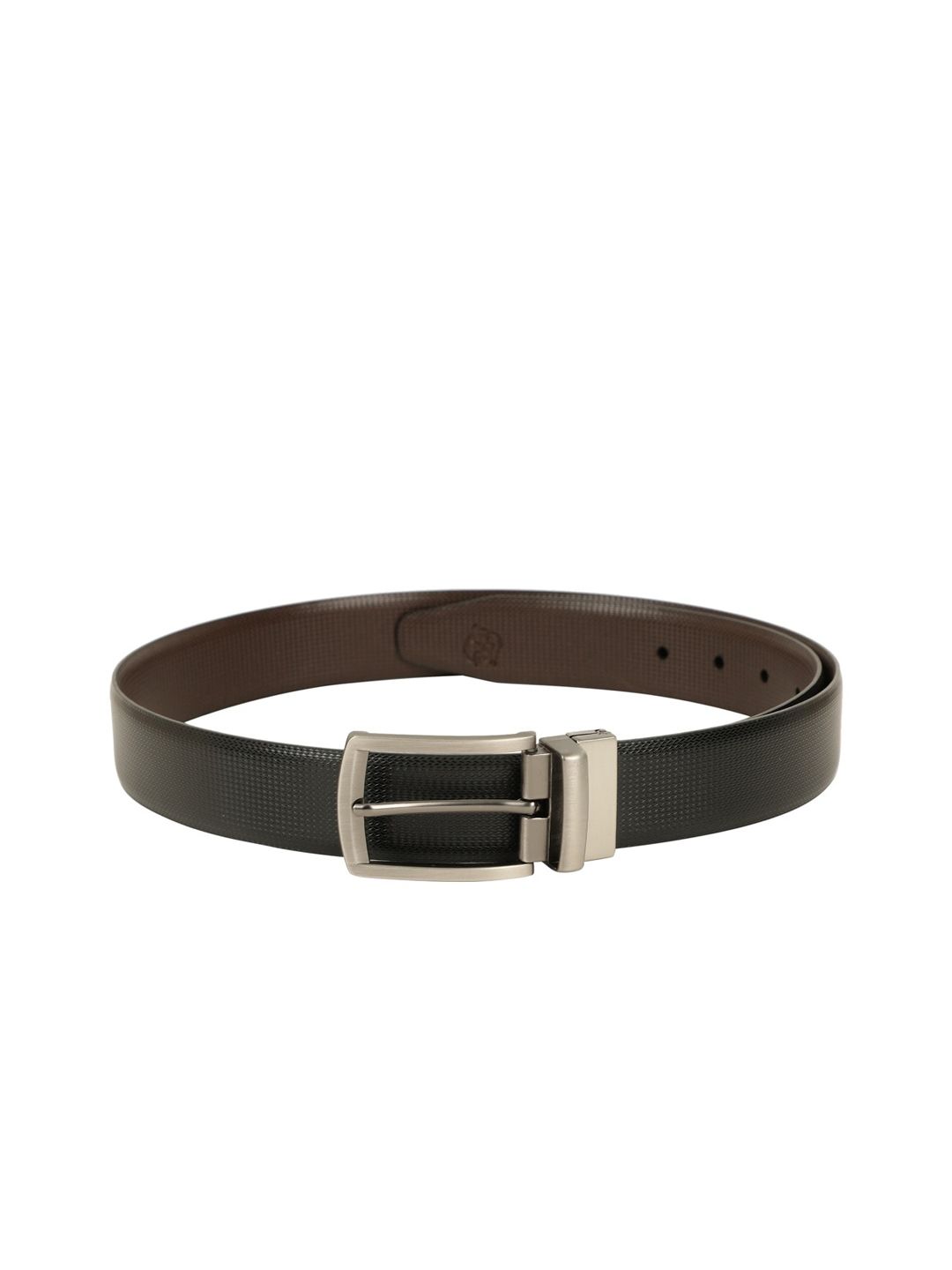 ZEVORA Men Black & Brown Textured Reversible Belt-picture-38