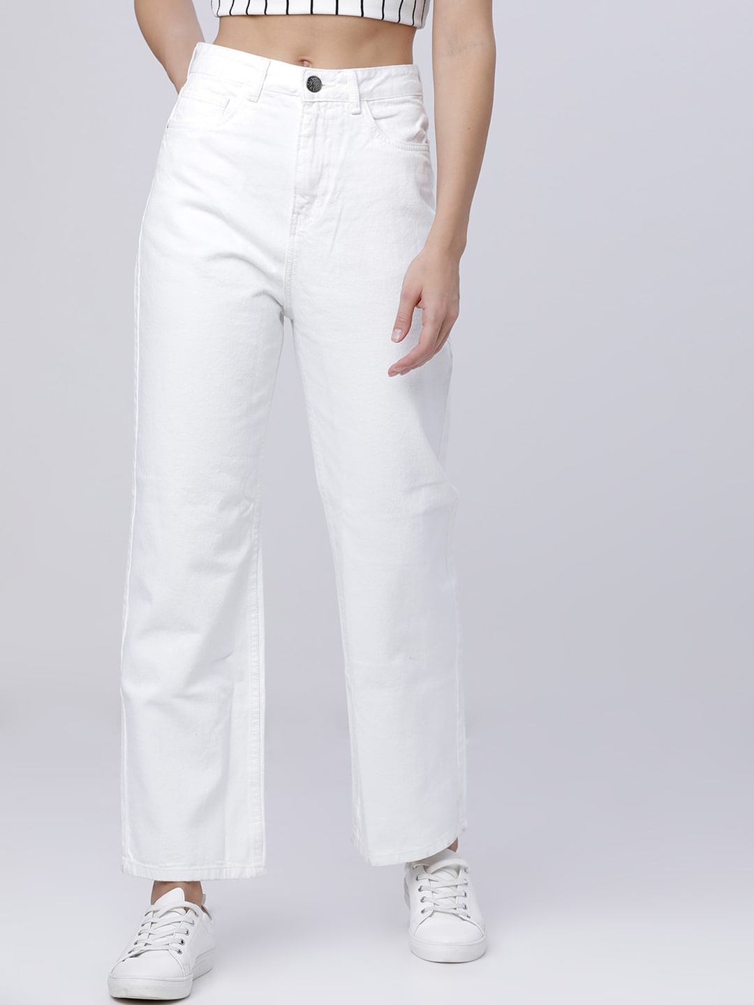Tokyo Talkies Women White Flared Fit Stretchable Jeans