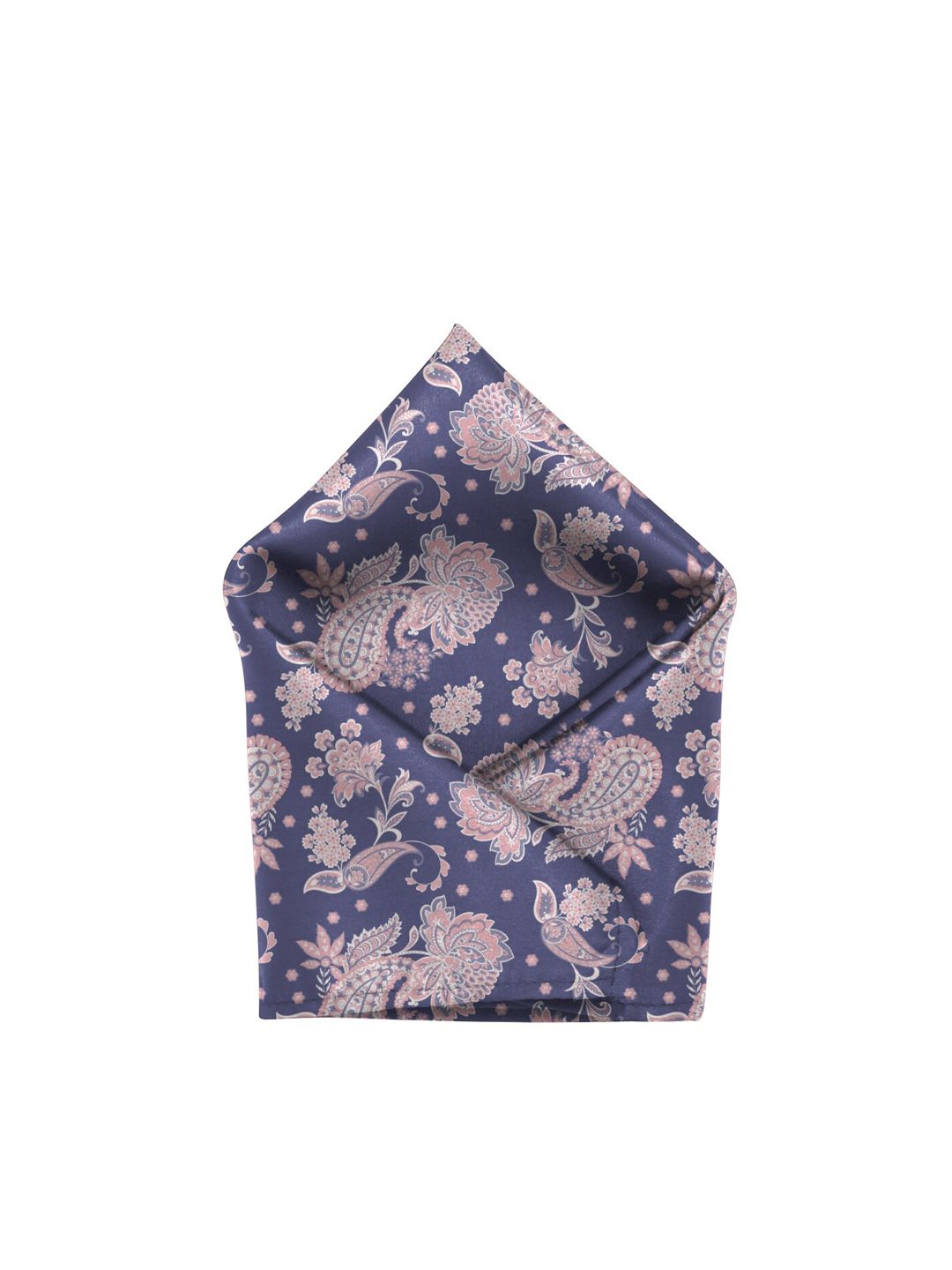 Blacksmith Men Navy Blue & Peach Coloured Printed Sustainable Pocket Square-picture-51
