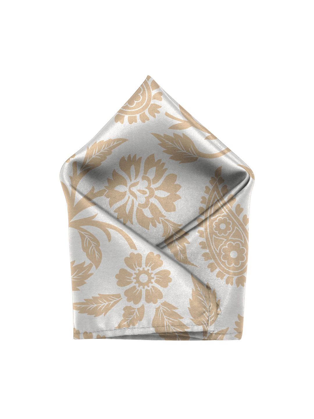 Blacksmith Men Grey & Beige Floral Printed Linen Pocket Square-picture-20