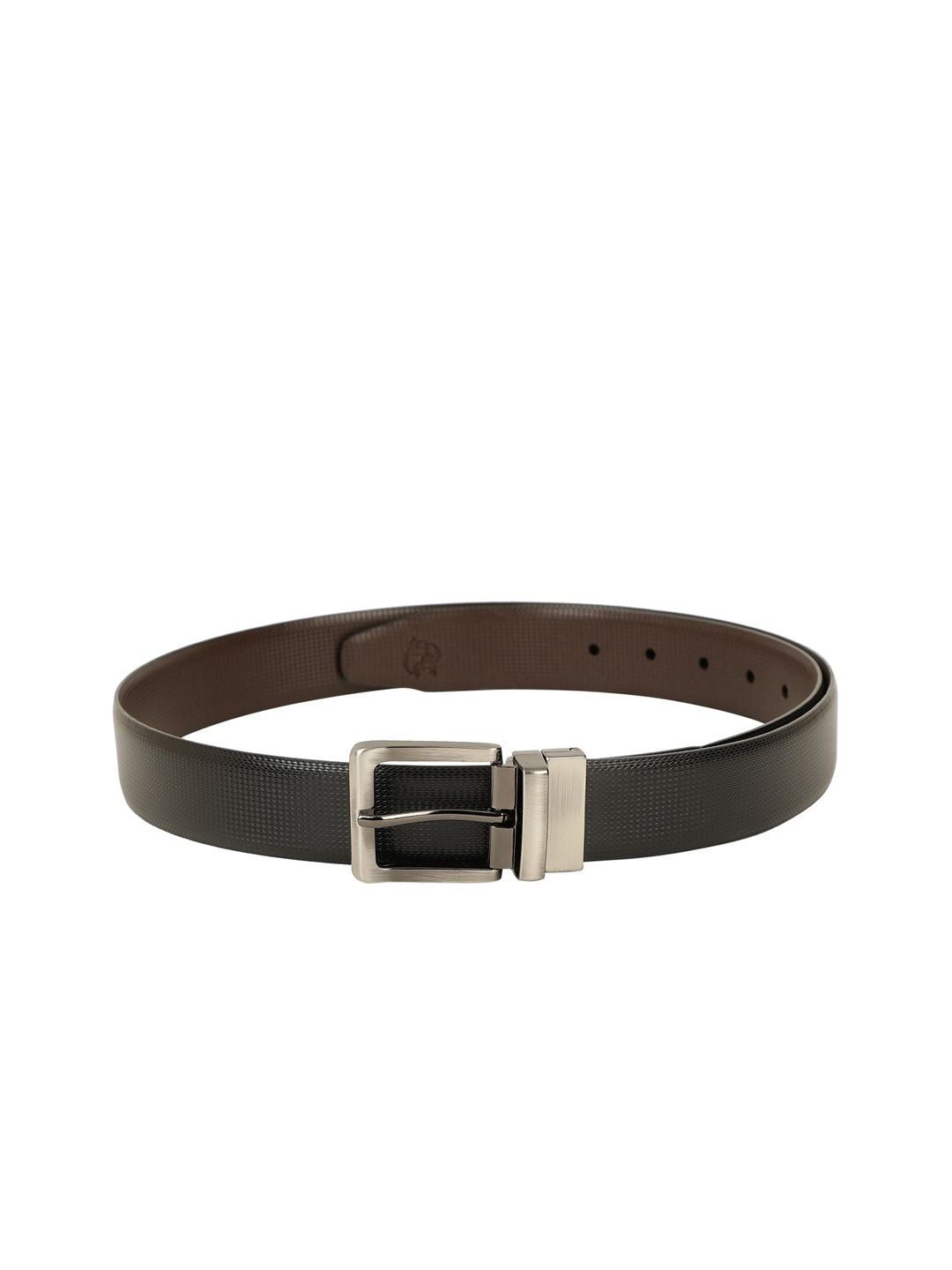 ZEVORA Men Black & Brown Textured Reversible Belt-picture-36