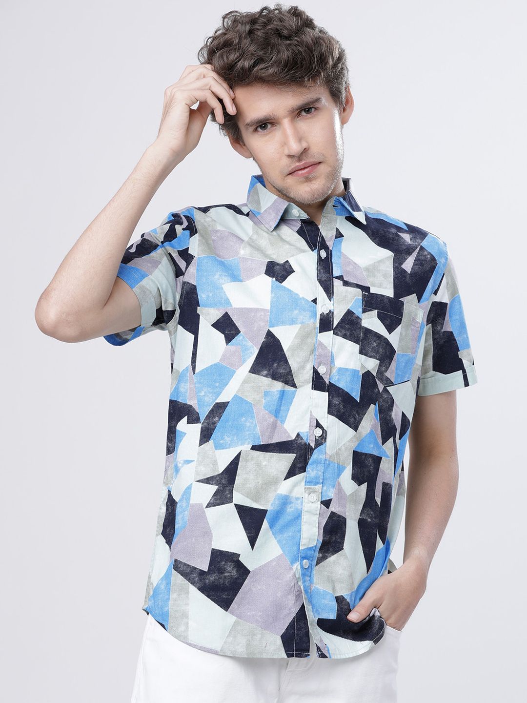 HIGHLANDER Men Blue Slim Fit Checked Casual Shirt-picture-24