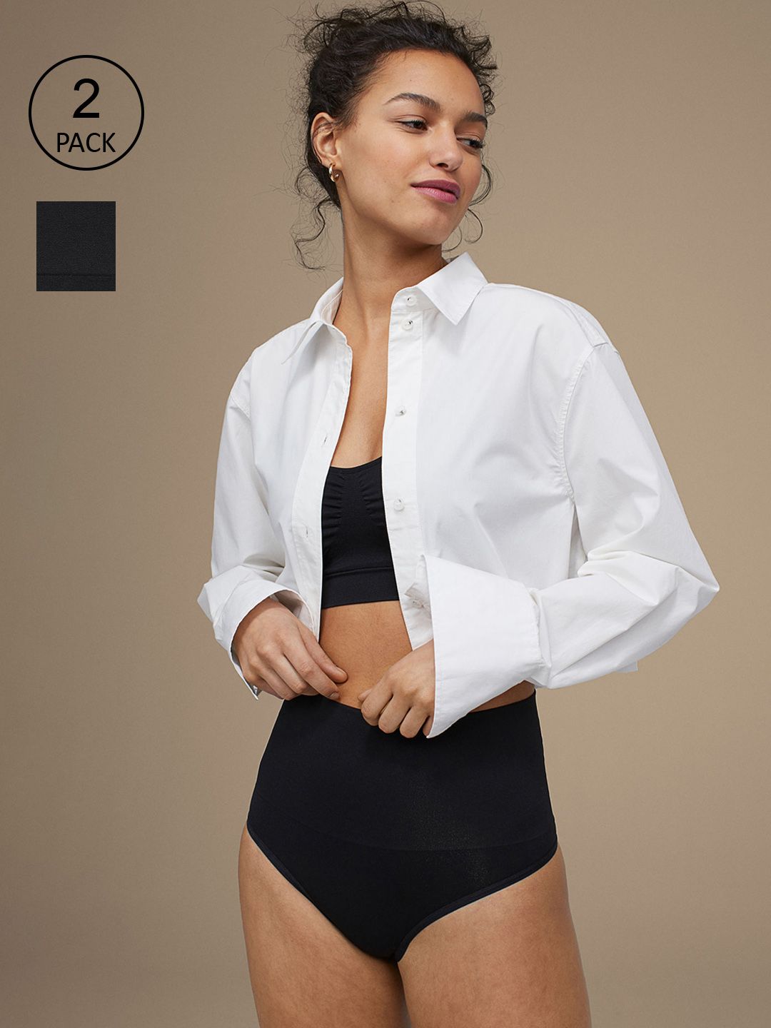 H&M Women Black 2-Pack Firm Shaping Thongs-picture-24