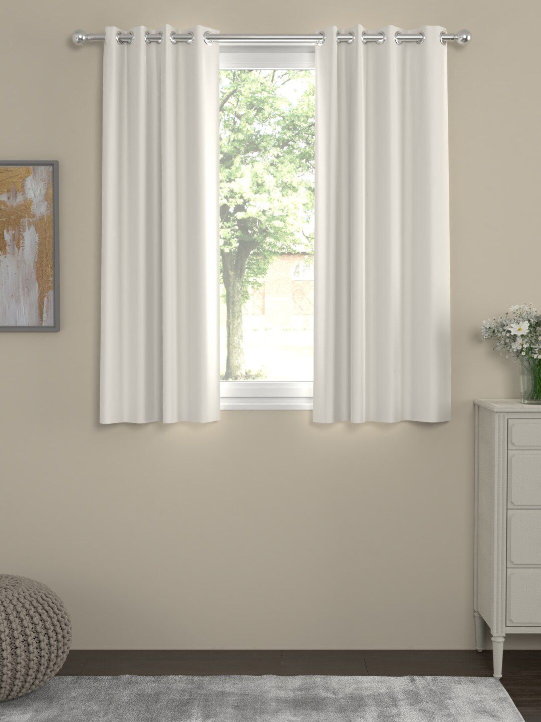 ROSARA HOME Off-White Set of 2 Window Curtains-picture-40