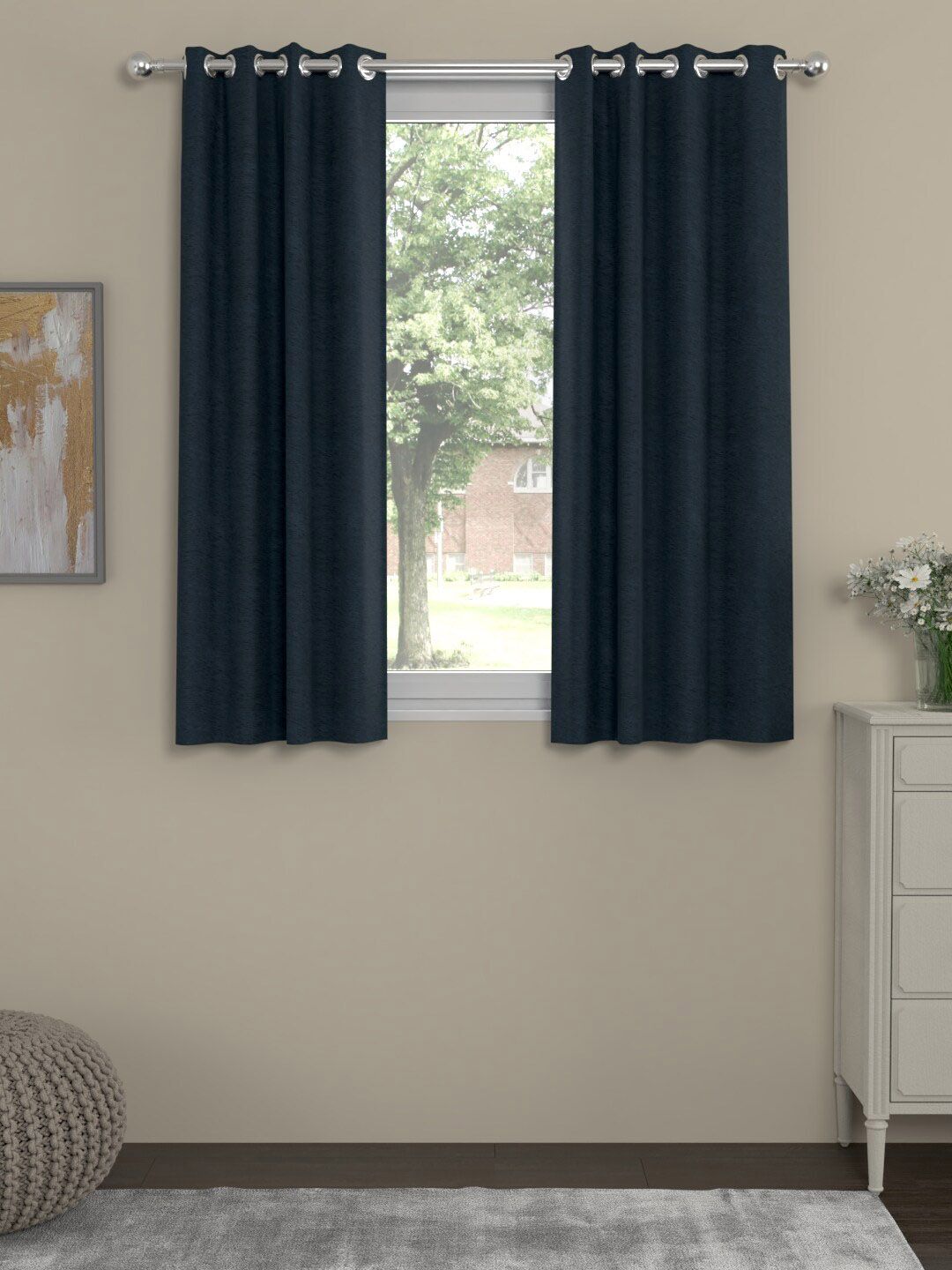 ROSARA HOME Navy Blue Set of 2 Window Curtains-picture-13