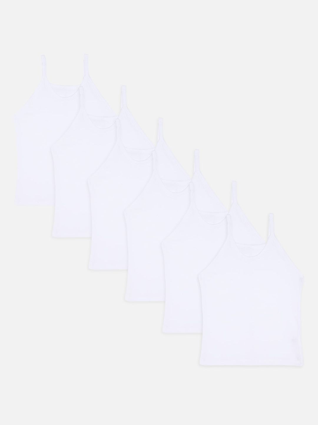 Bodycare Kids Girls Pack Of 6 White Solid Camisoles-picture-24