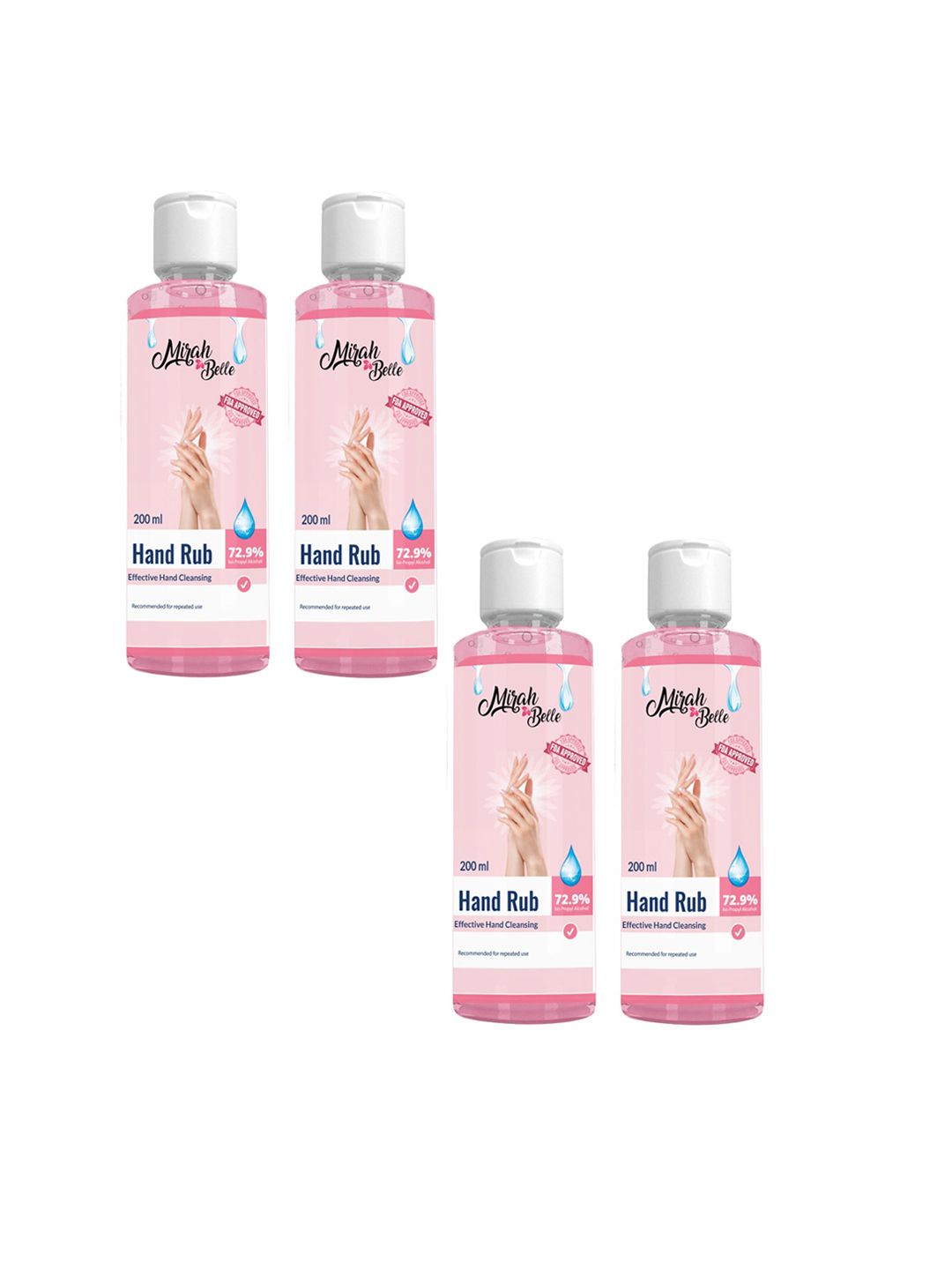 Mirah Belle Hand Rub Sanitizer Gel - (Pack of 4 - 200 ml)-picture-34