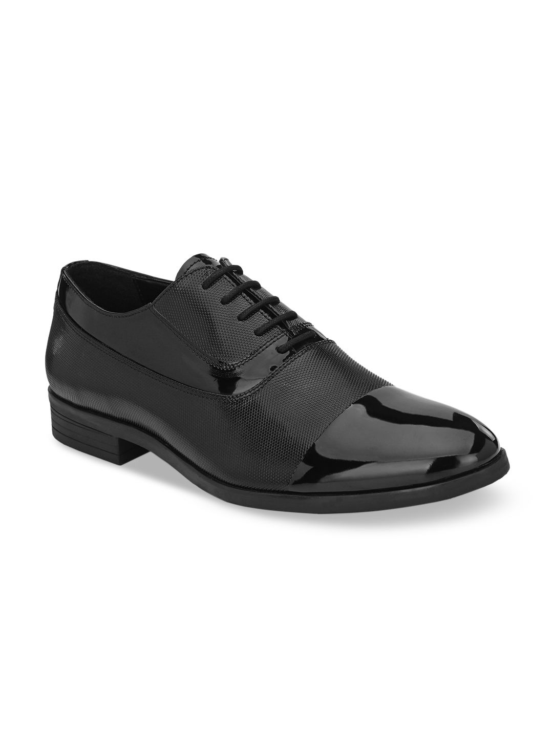 San Frissco Men Black Textured Formal Oxfords-picture-34