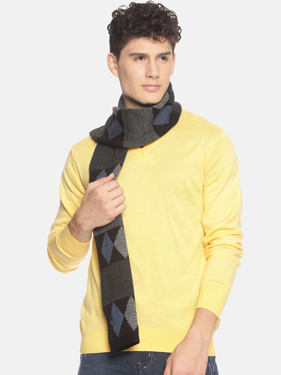 513 Men Black & Grey Self Design Muffler-picture-19