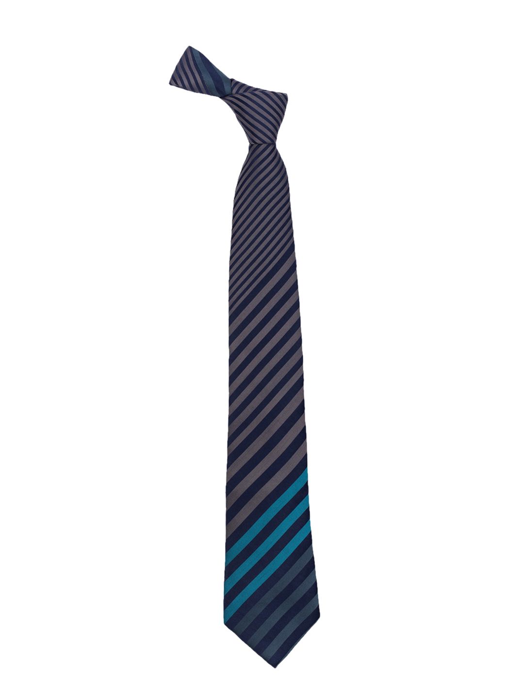 The Tie Hub Men Blue & Grey Woven Design Pure Silk Broad Tie-picture-29
