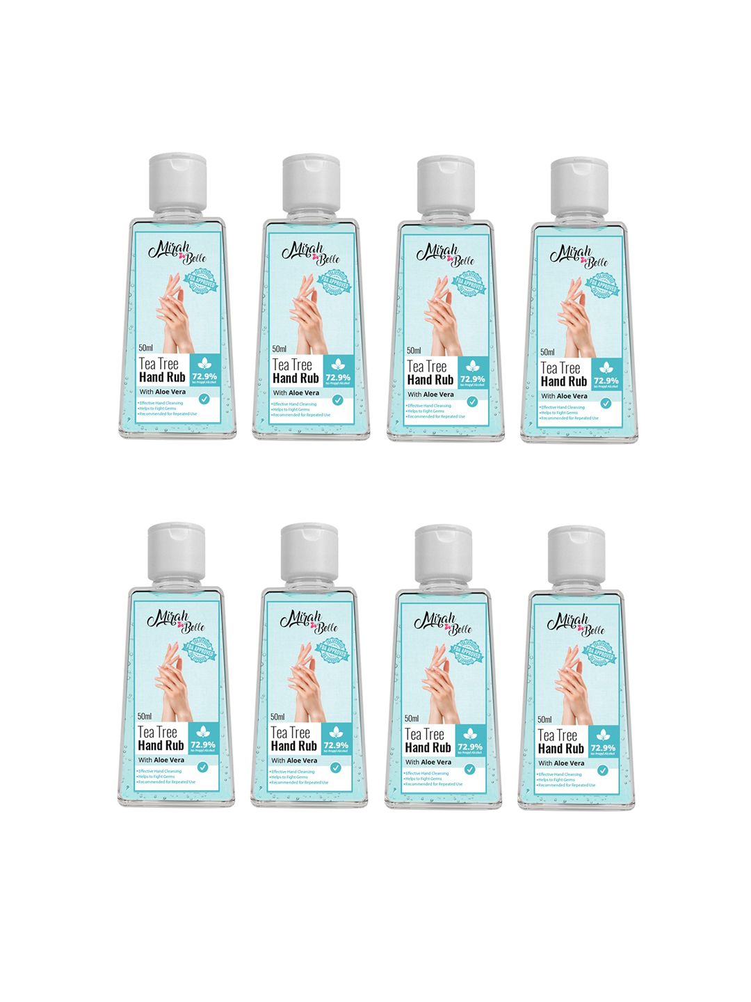 Mirah Belle Unisex Pack Of 8 Tea Tree Aloe Vera Hand Rub Sanitizer 400 ml-picture-32