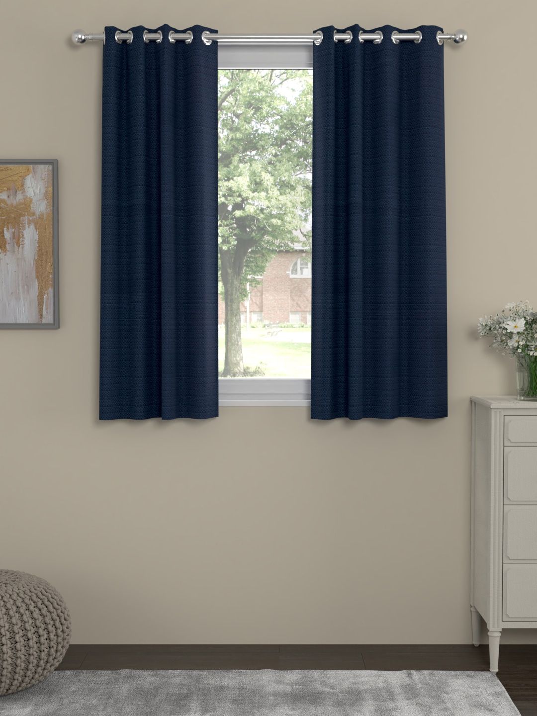 ROSARA HOME Navy Blue Set of 2 Window Curtains-picture-14