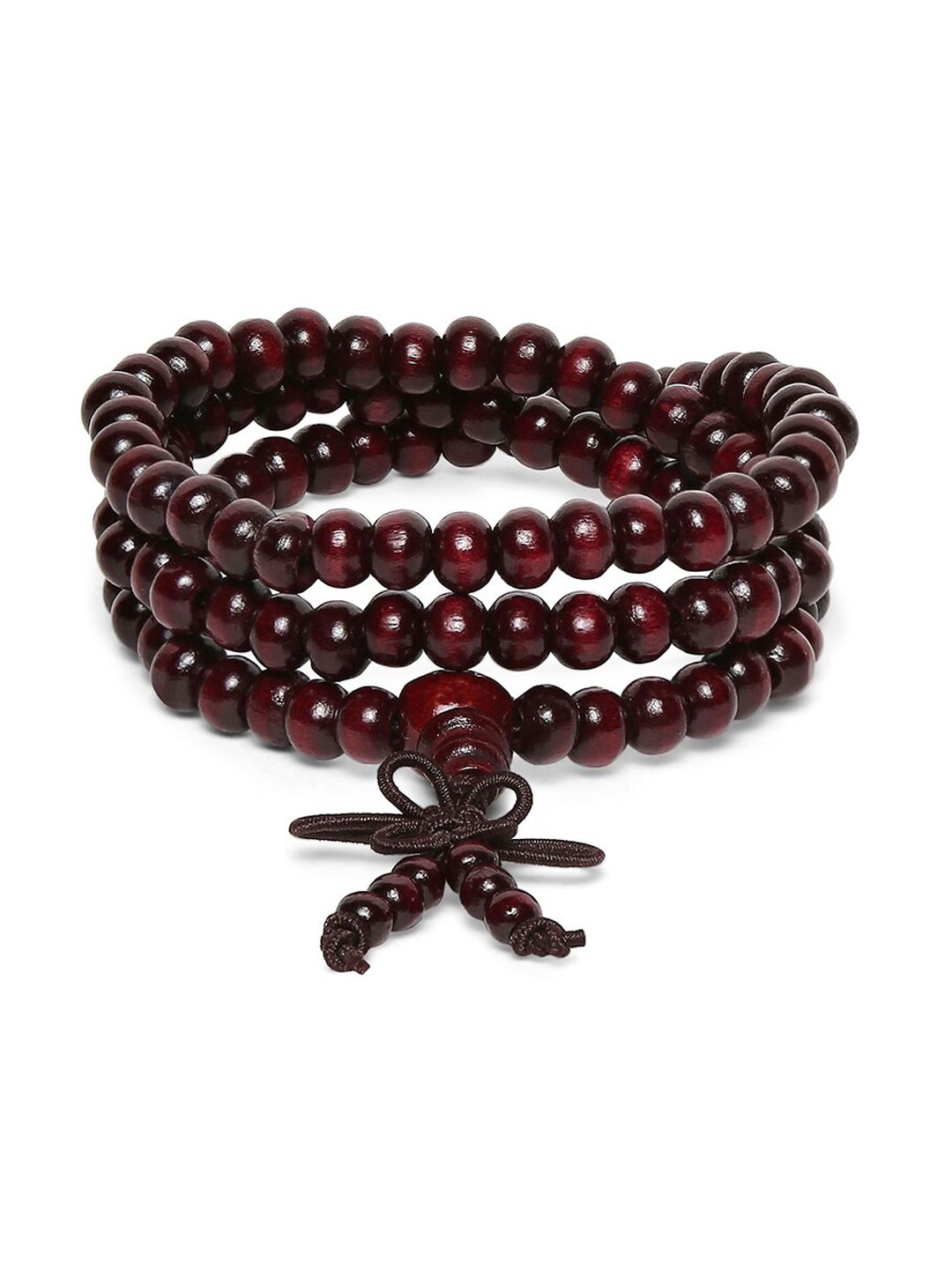 OOMPH Men Maroon Wood Multistrand Bracelet-image-19