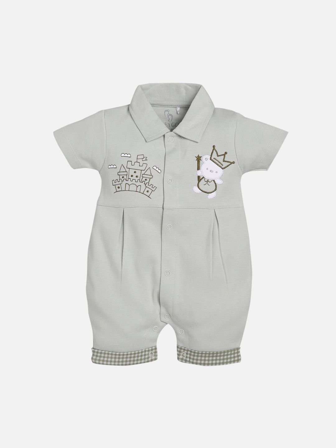 BABY GO Infant Kids Grey Appliqued Rompers-picture-36