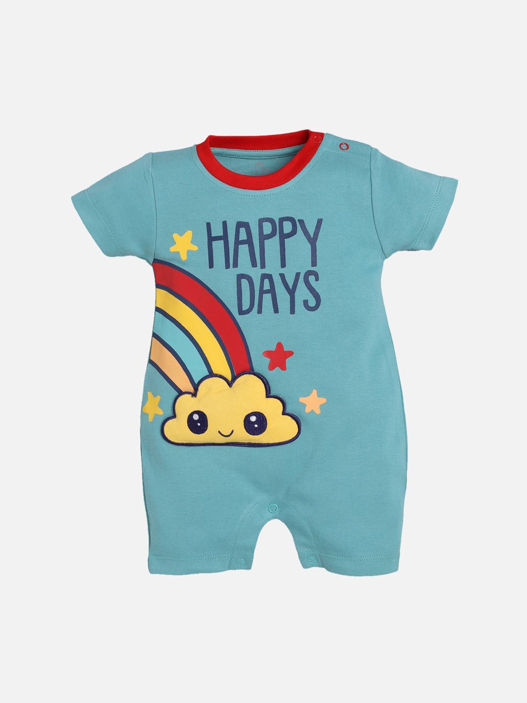 BABY GO Infant Kids Blue & Red Printed Romper