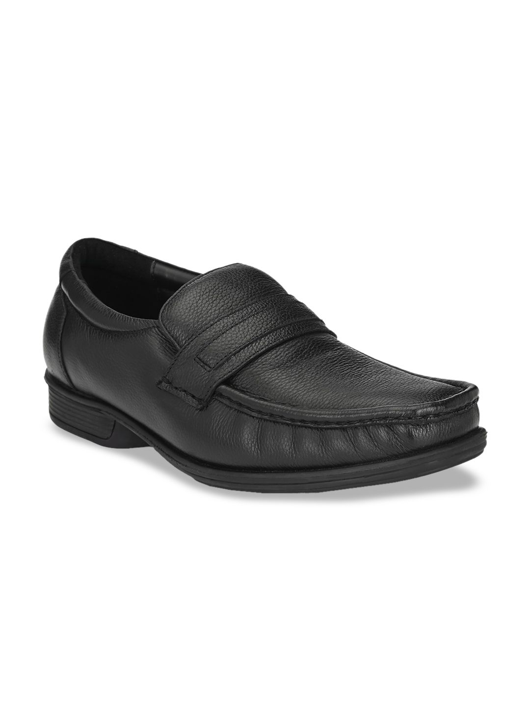 Delize Men Black Textured Leather Formal Slip-ons-image-27
