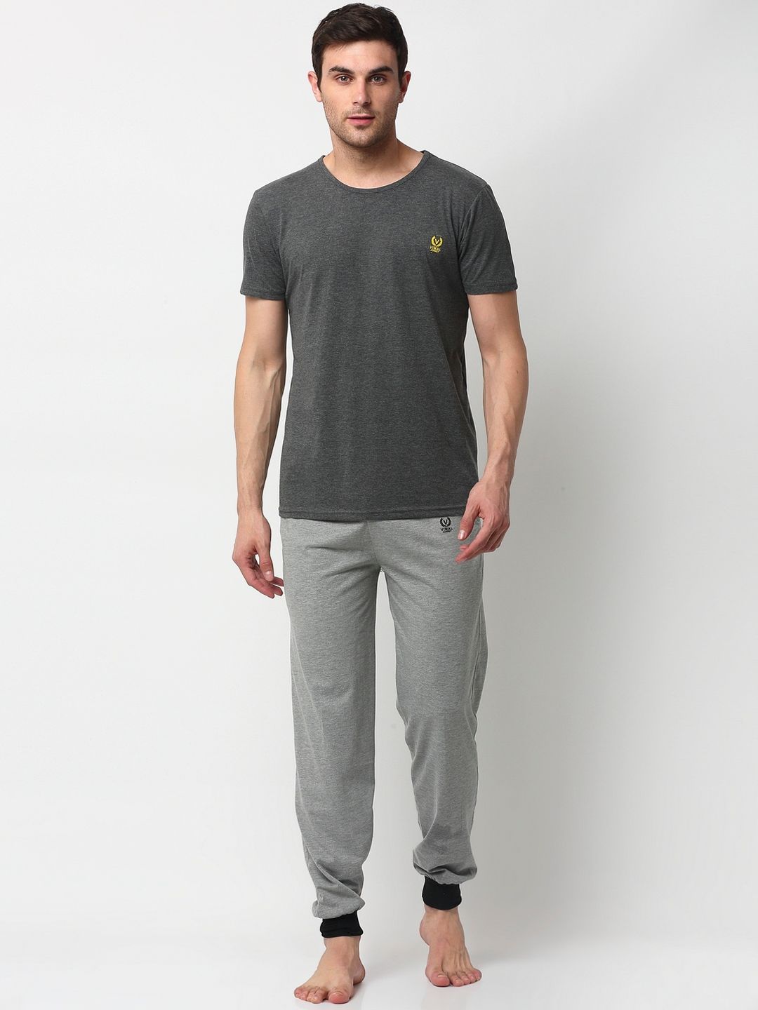 mack jonney VIMAL JONNEY Men Grey Solid Night suit-picture-38