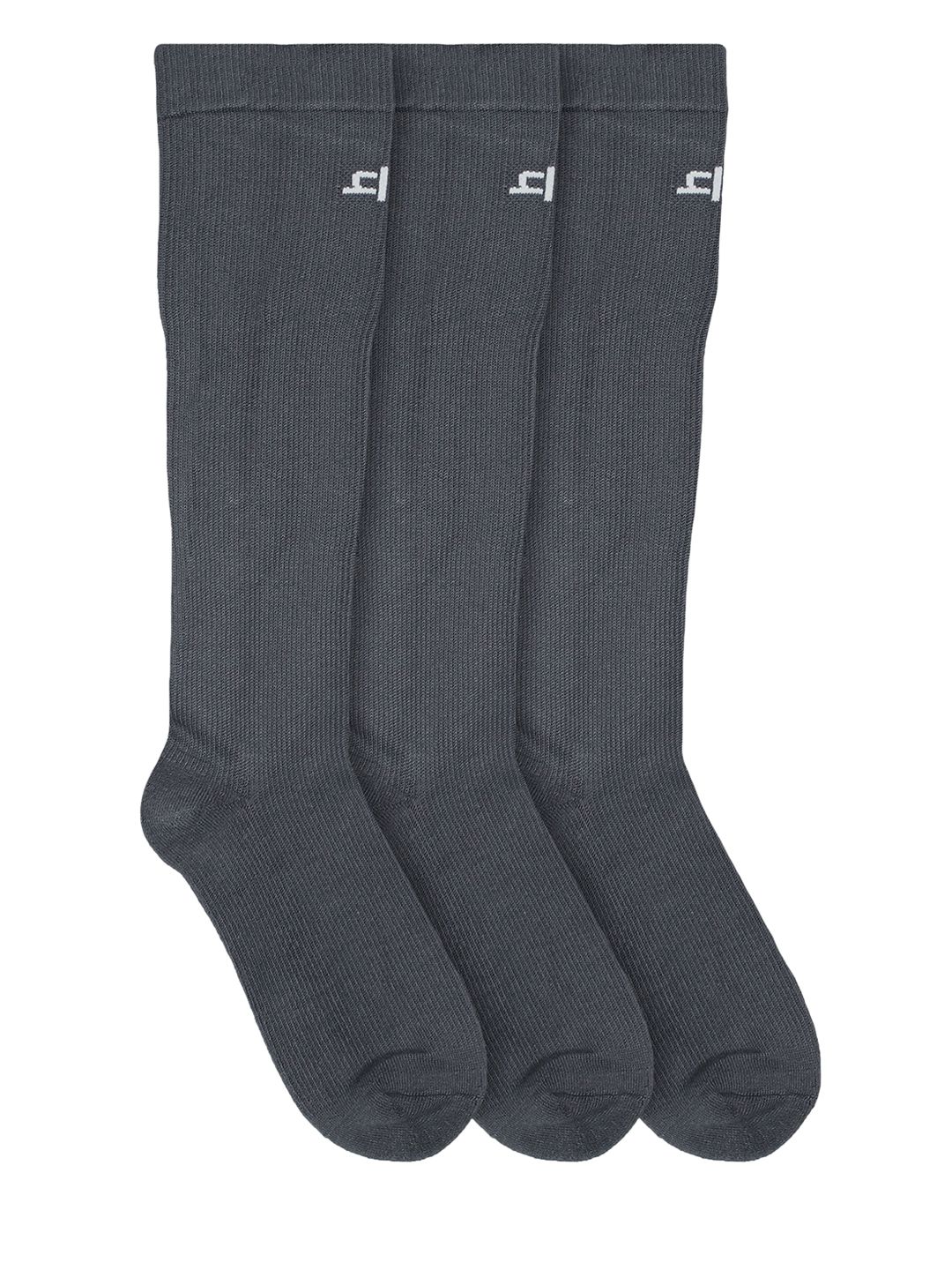 Heelium Unisex Pack of 3 Grey Solid Knee-Length Sustainable Compression Socks-picture-17