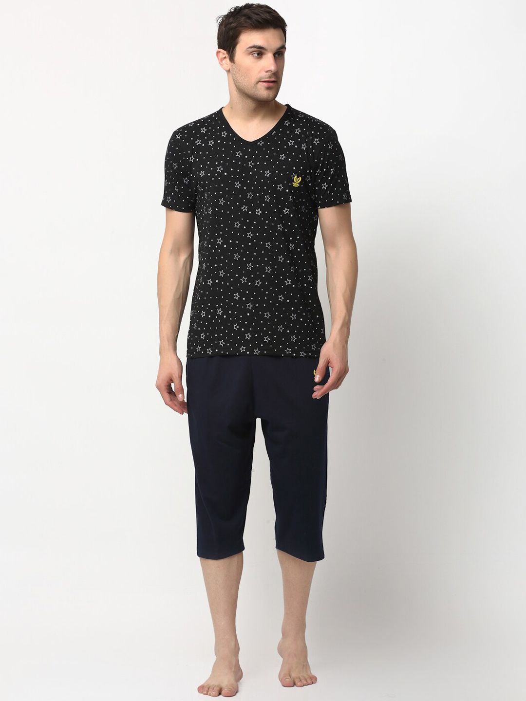 mack jonney VIMAL JONNEY Men Black & Navy Blue Printed Night suit-picture-39