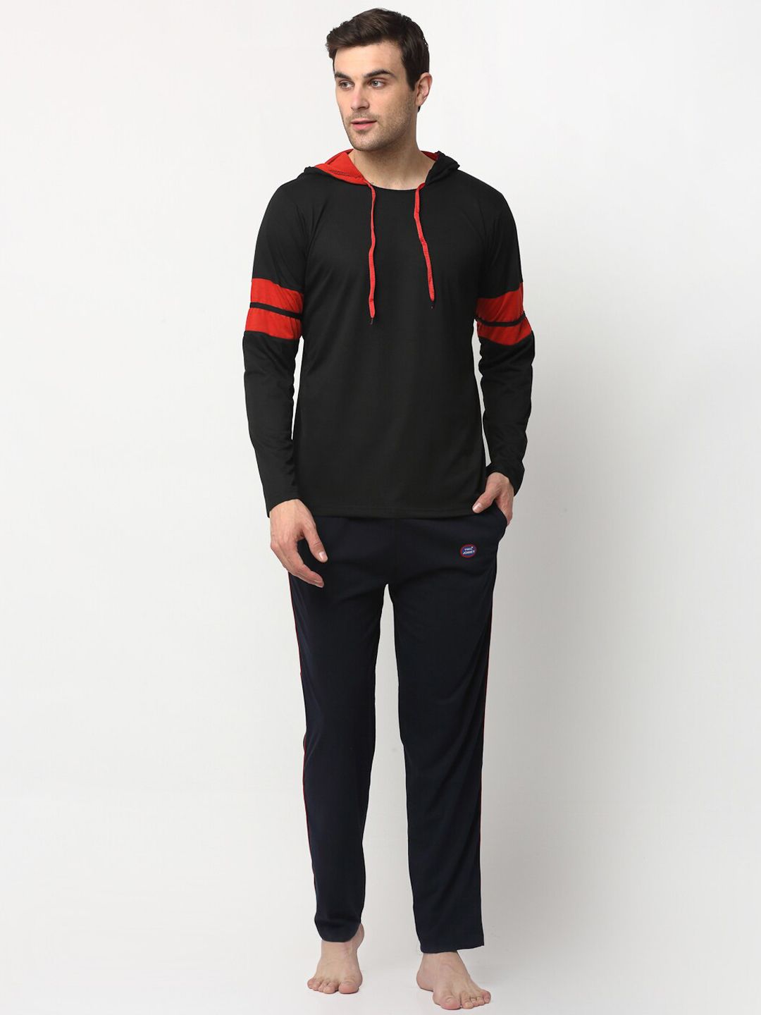 mack jonney VIMAL JONNEY Men Black & Navy Blue Solid Night suit-picture-38