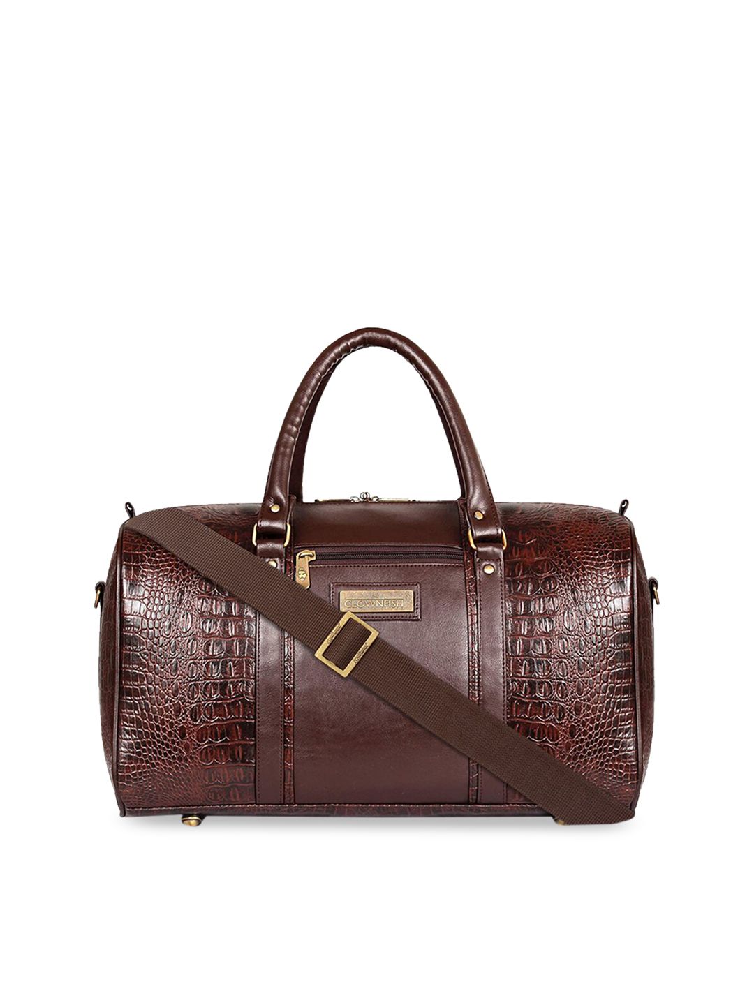 THE CLOWNFISH Brown Textured Crocodila Duffel Bag-picture-30
