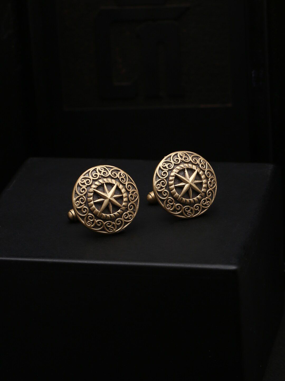 COSA NOSTRAA Gold-Toned Round Cufflinks-picture-7