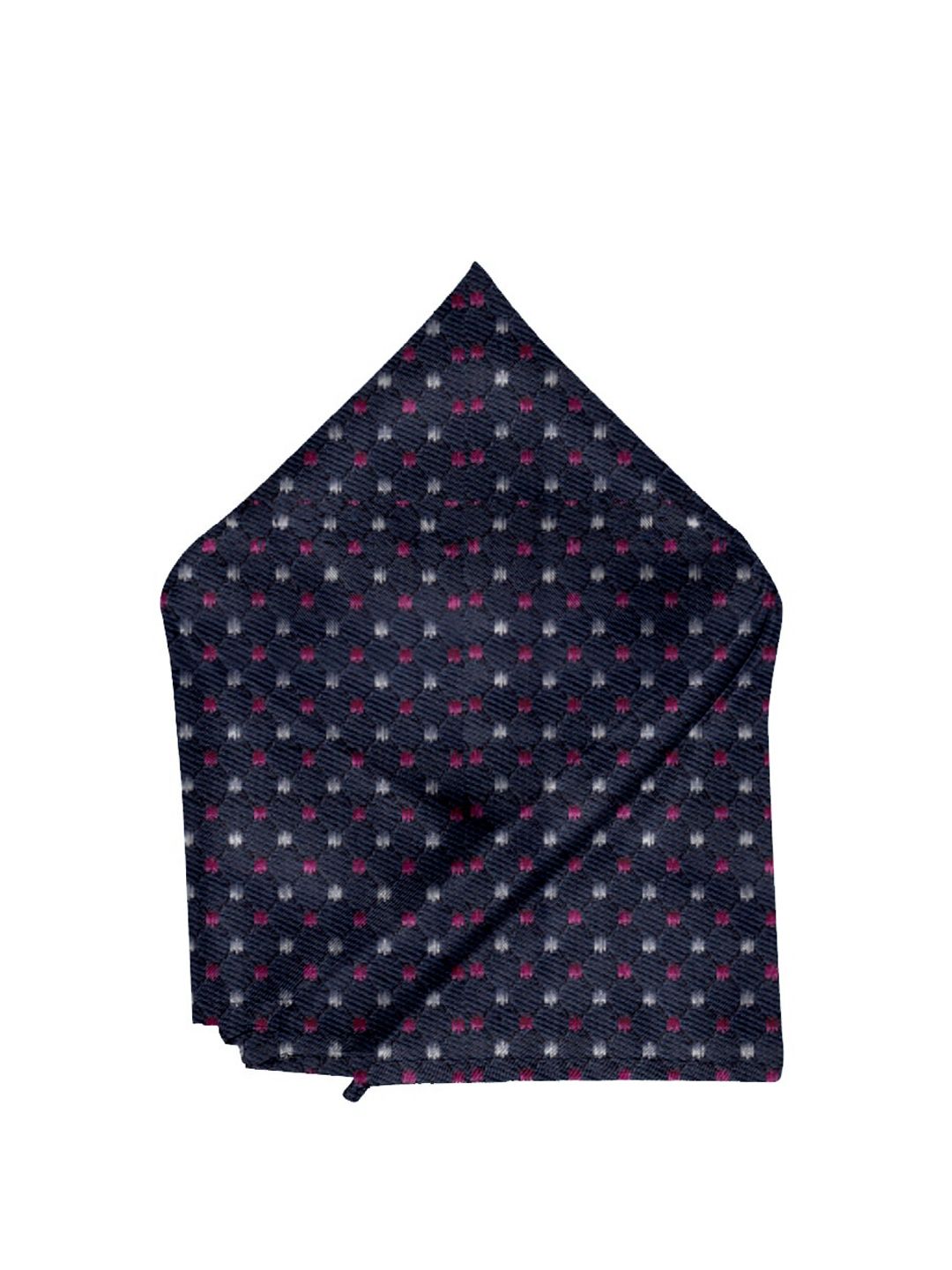 Blacksmith Men Navy Blue & White Dot Pattern Sustainable Pocket Square-picture-15