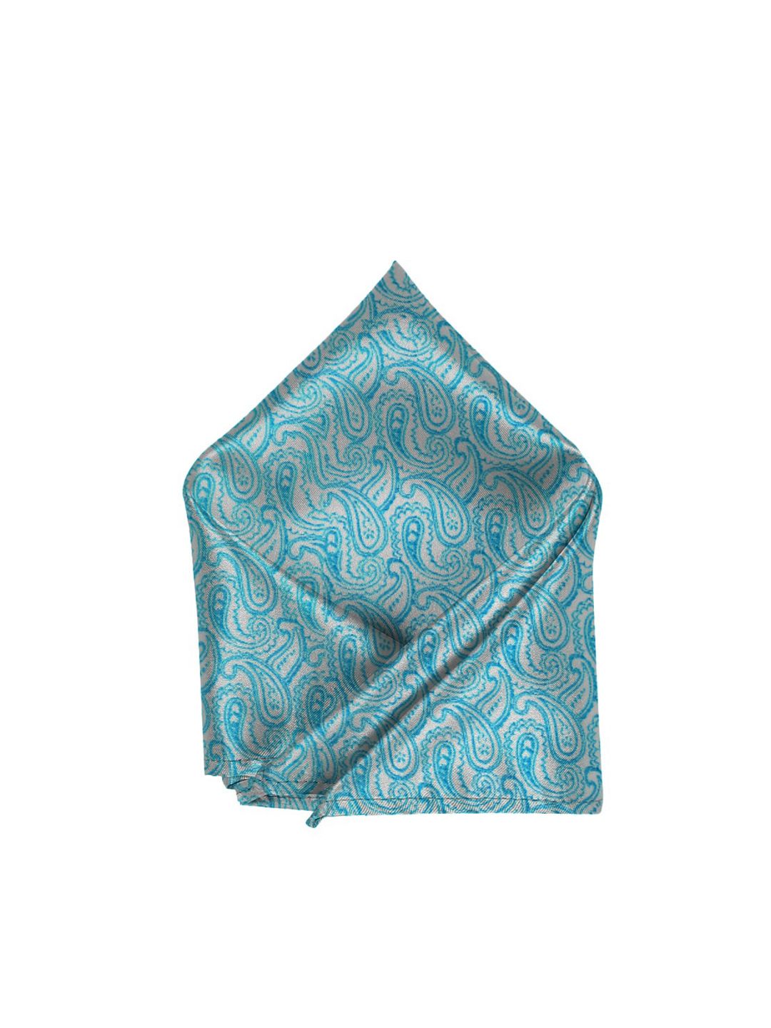 Blacksmith Men Turquoise Blue & Beige Printed Pocket Square-picture-18