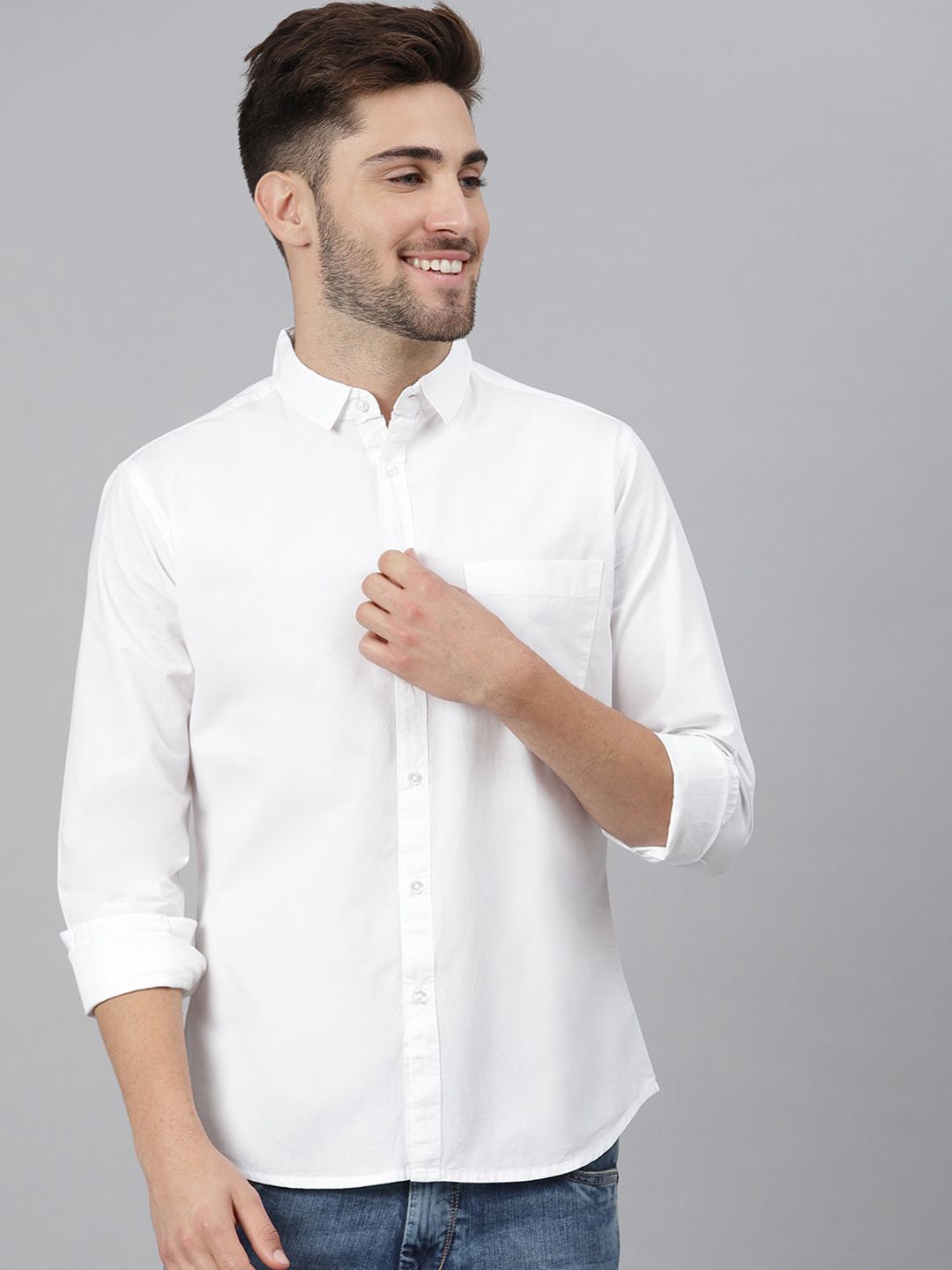 Dennis Lingo Men White Slim Fit Casual Shirt-picture-34