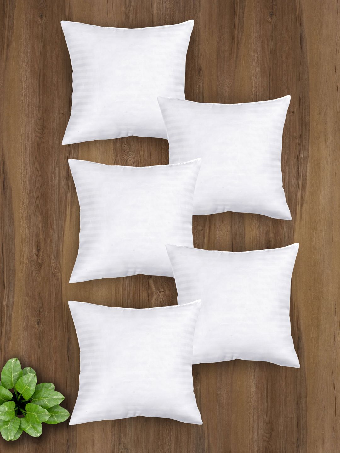 Clasiko Set Of 5 White Solid Square Cushion Inserts-image-7