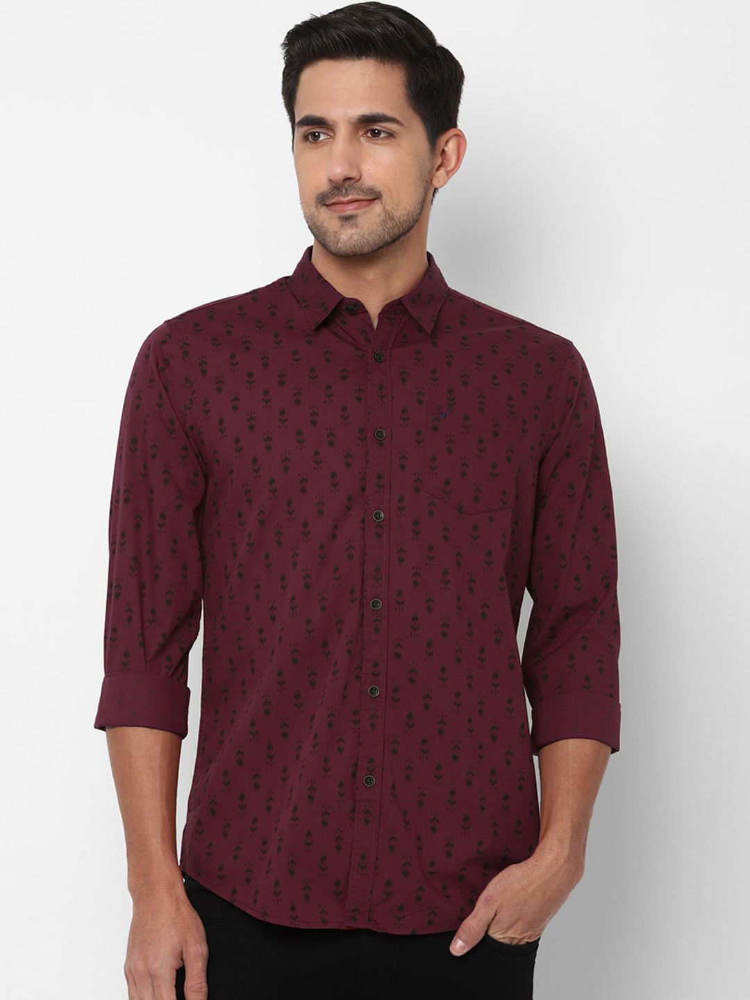 Allen Solly Sport Men Maroon Regular Fit Printed Pure Cotton Casual Shirt-picture-15