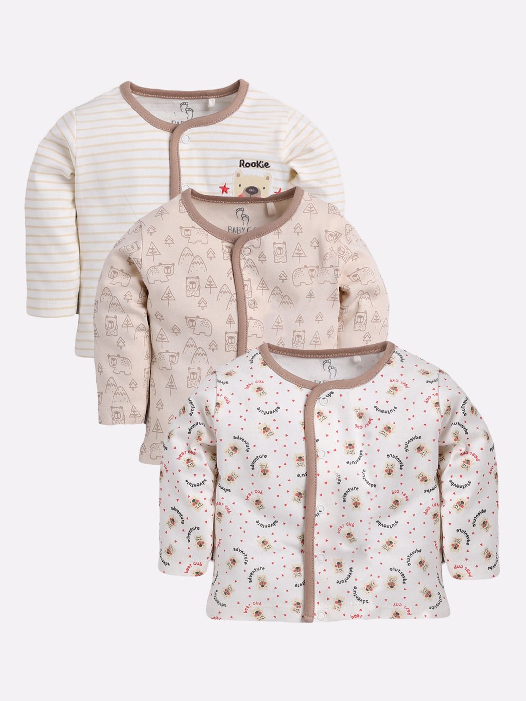 BABY GO Boys Beige Pack Of 3 Printed Cotton Tshirt-picture-29