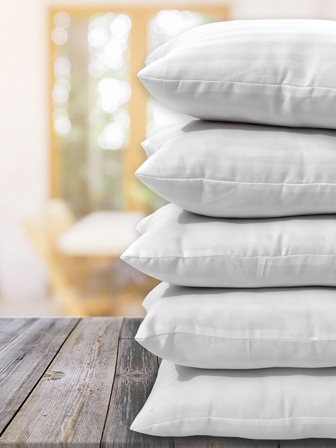Clasiko Set Of 5 White Solid Cushion Inserts-picture-34