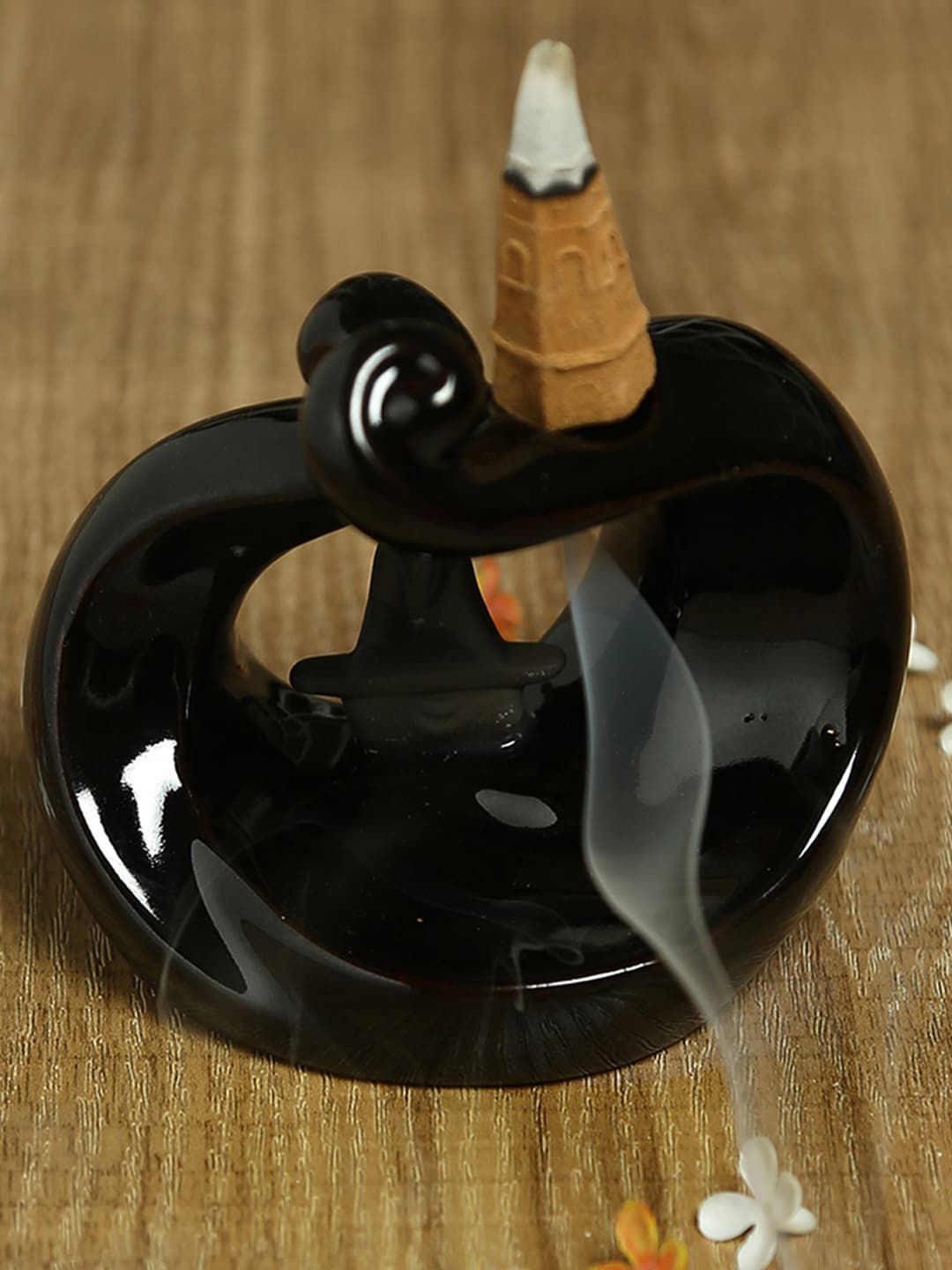 Aapno Rajasthan Black Resin Smoke Fountain with Backflow Incense Cone-picture-26