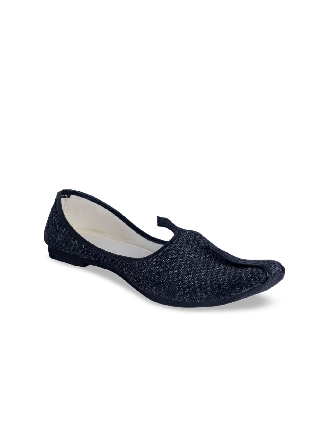 PANAHI Men Black Woven Design Handmade Mojaris-picture-21