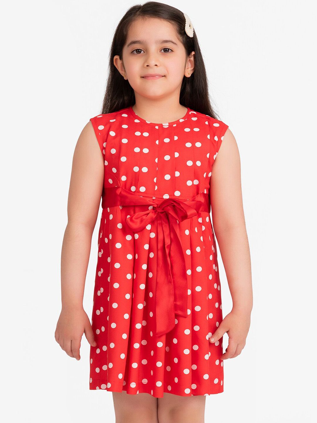 KIDKLO Girls Red Printed A-line Dress-picture-38