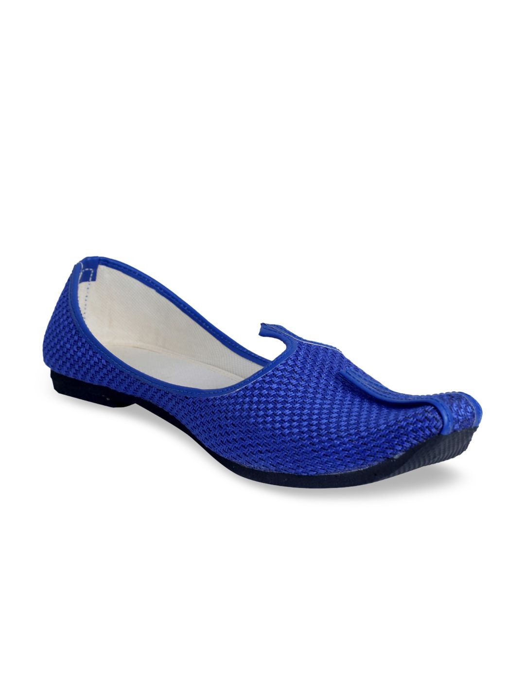 PANAHI Men Blue Woven Design Handmade Mojaris-picture-17