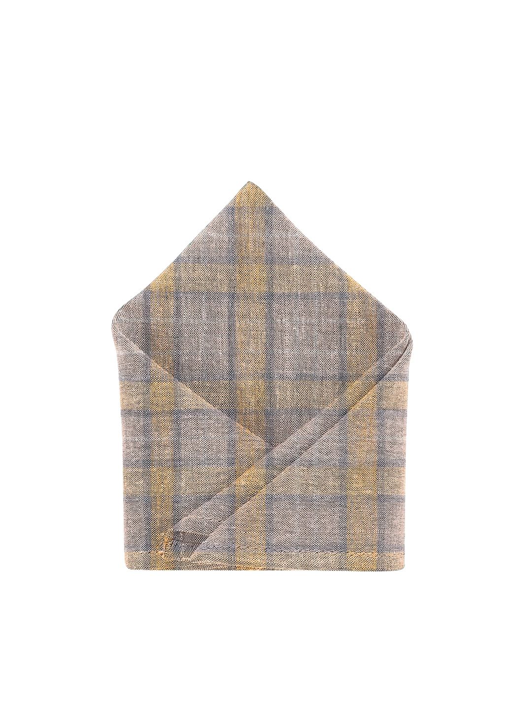 Blacksmith Men Beige & Yellow Checked Pocket Square-picture-56