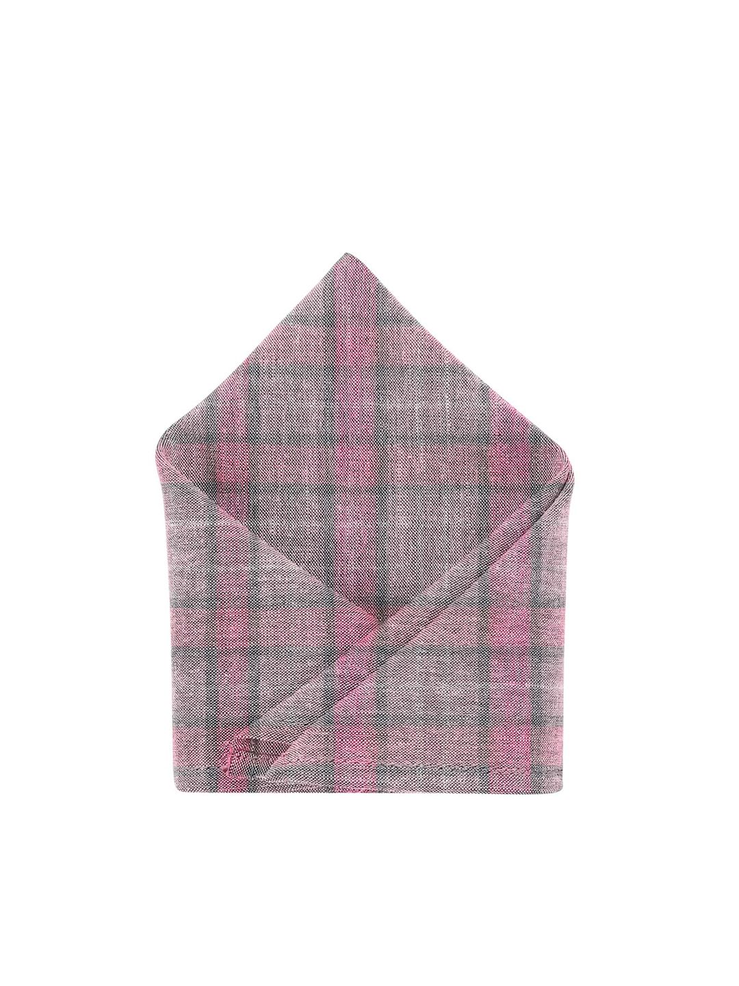 Blacksmith Men Pink & Black Checked Linen Pocket Square-picture-54