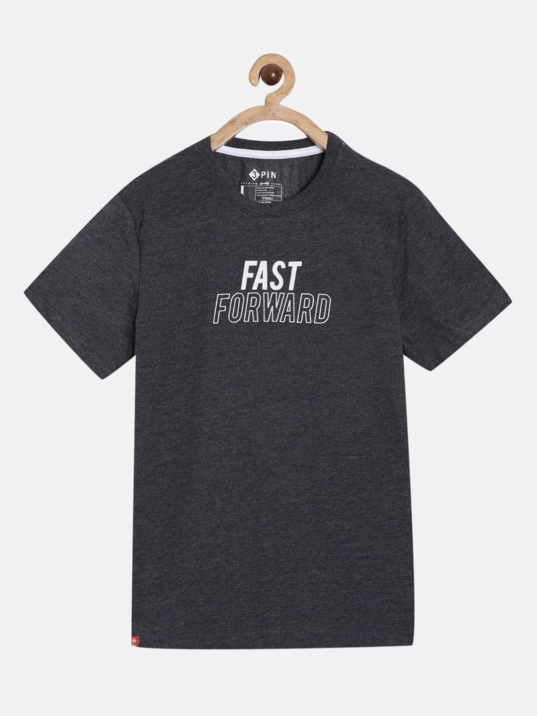 3PIN Boys Charcoal Printed V-Neck T-shirt-picture-48