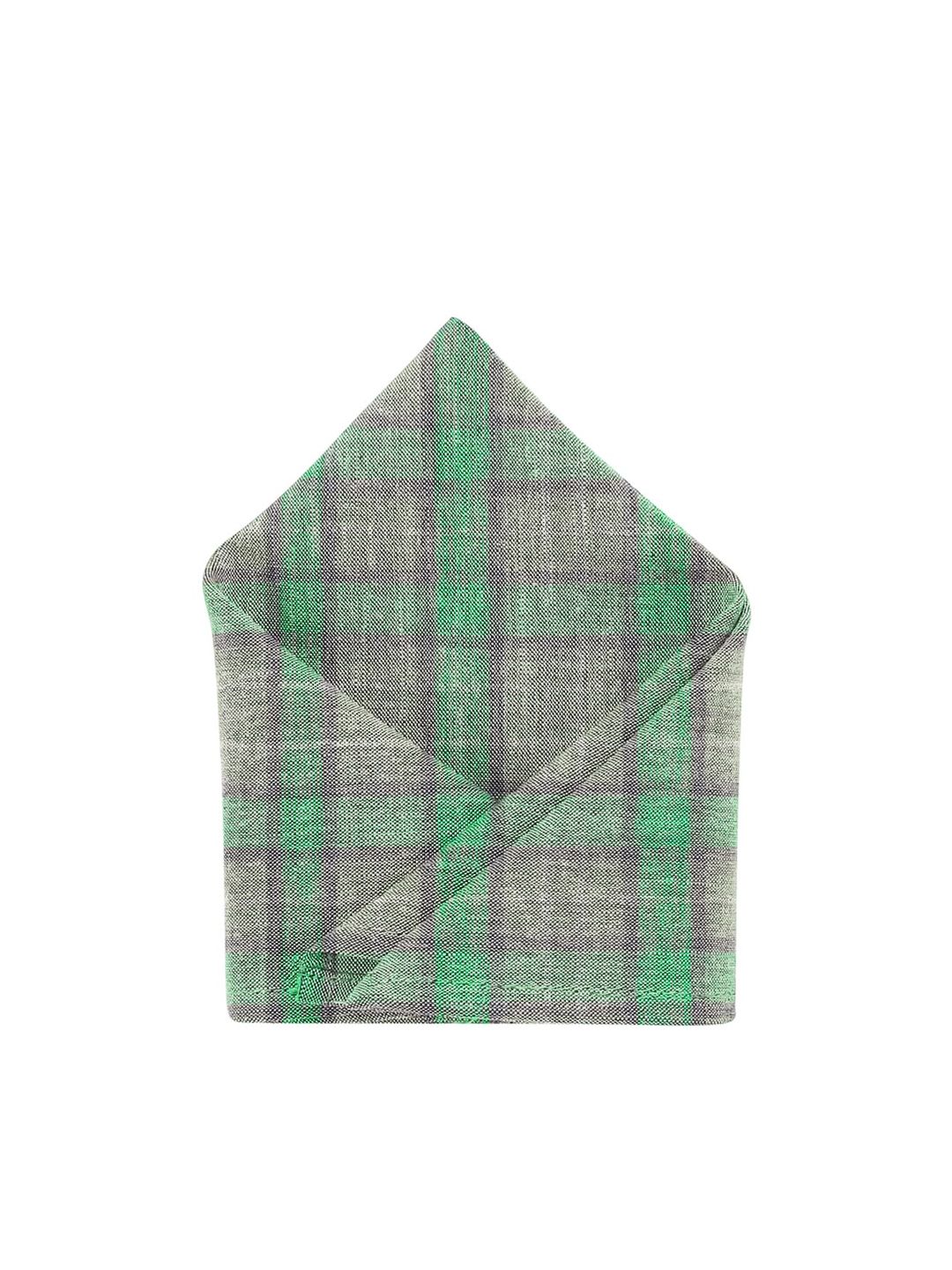 Blacksmith Men Green & Grey Checked Pocket Square-picture-38