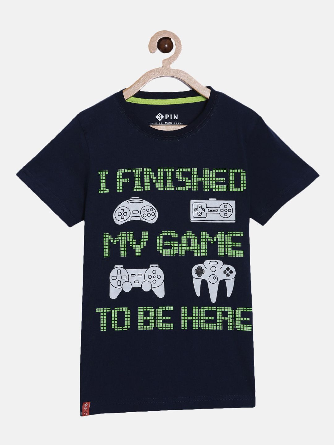 3PIN Boys Navy Blue Printed Round Neck Cotton Pure Cotton T-shirt-picture-11