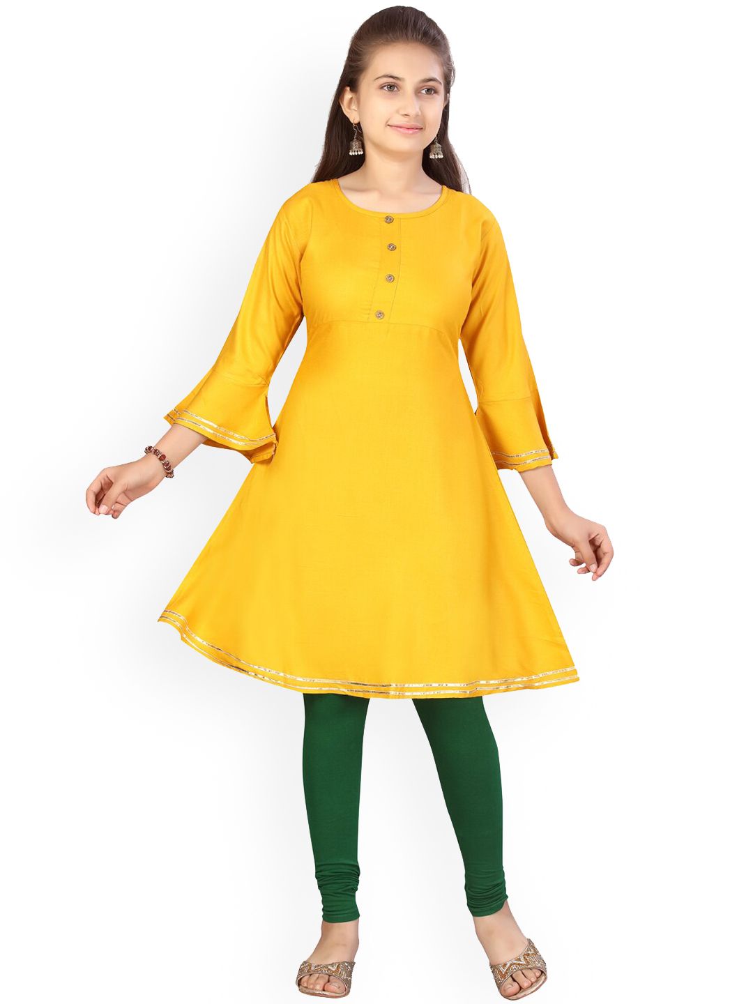Aarika Girls Yellow Solid Cotton Kurta-picture-48